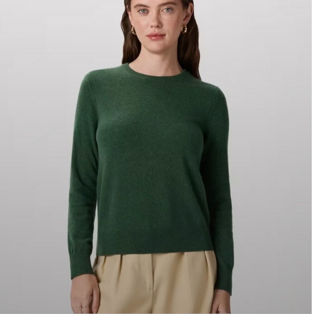 Quince Mongolian Cashmere Crewneck Sweater Quiet Luxury Minimalist Soft Green XL